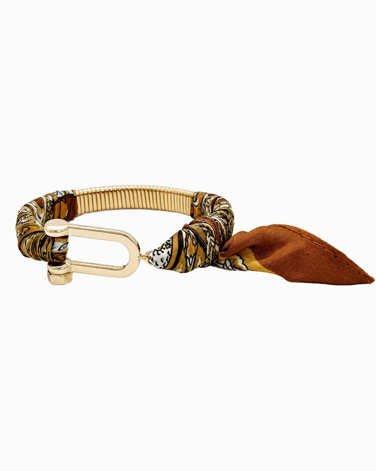 Horsebit Scarf Bangle Bracelet: Brown