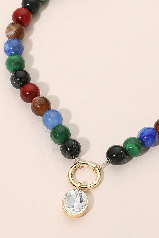 Teardrop Beaded Necklace - Multi