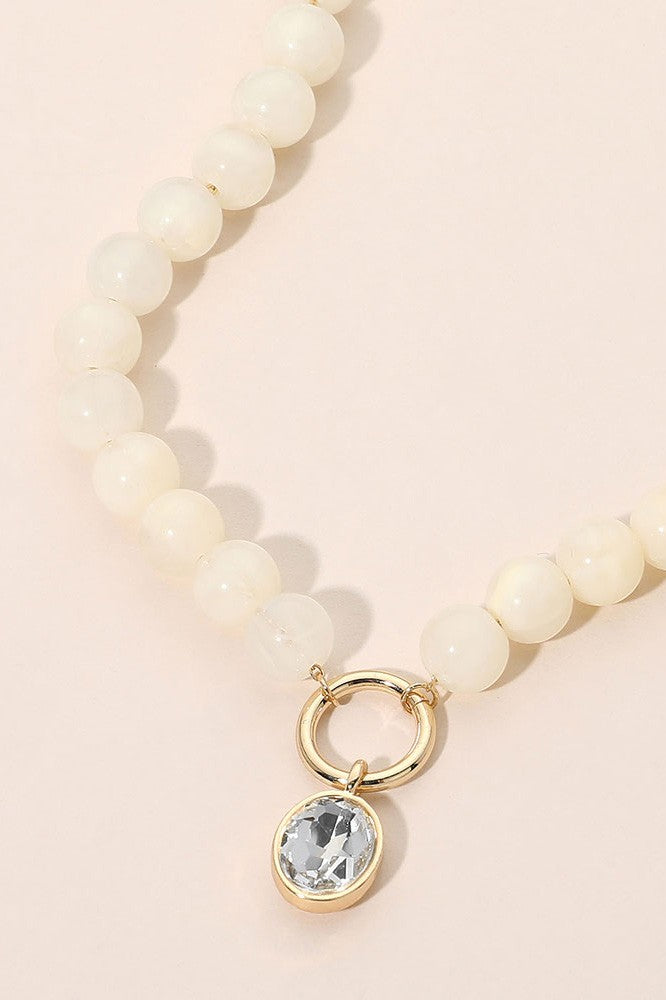 Teardrop Beaded Necklace - Ivory