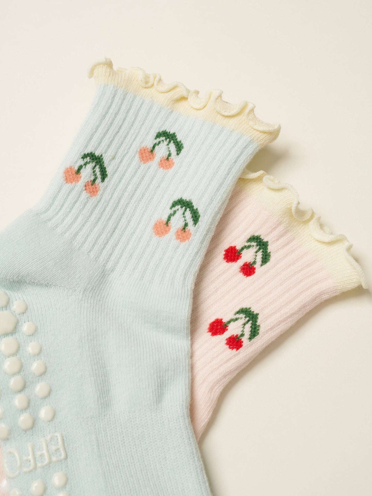 Cherry Ruffle Pilates Socks