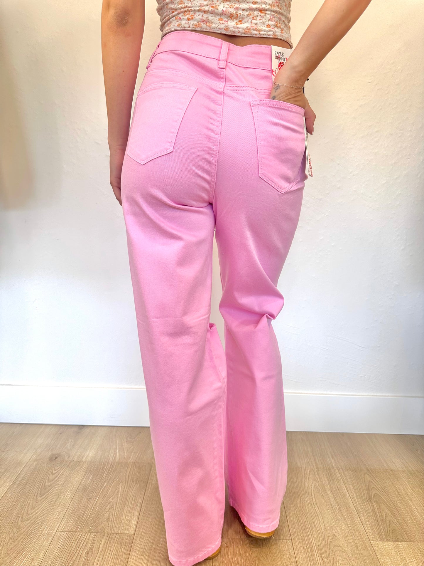 Pink Wide Leg Jeans