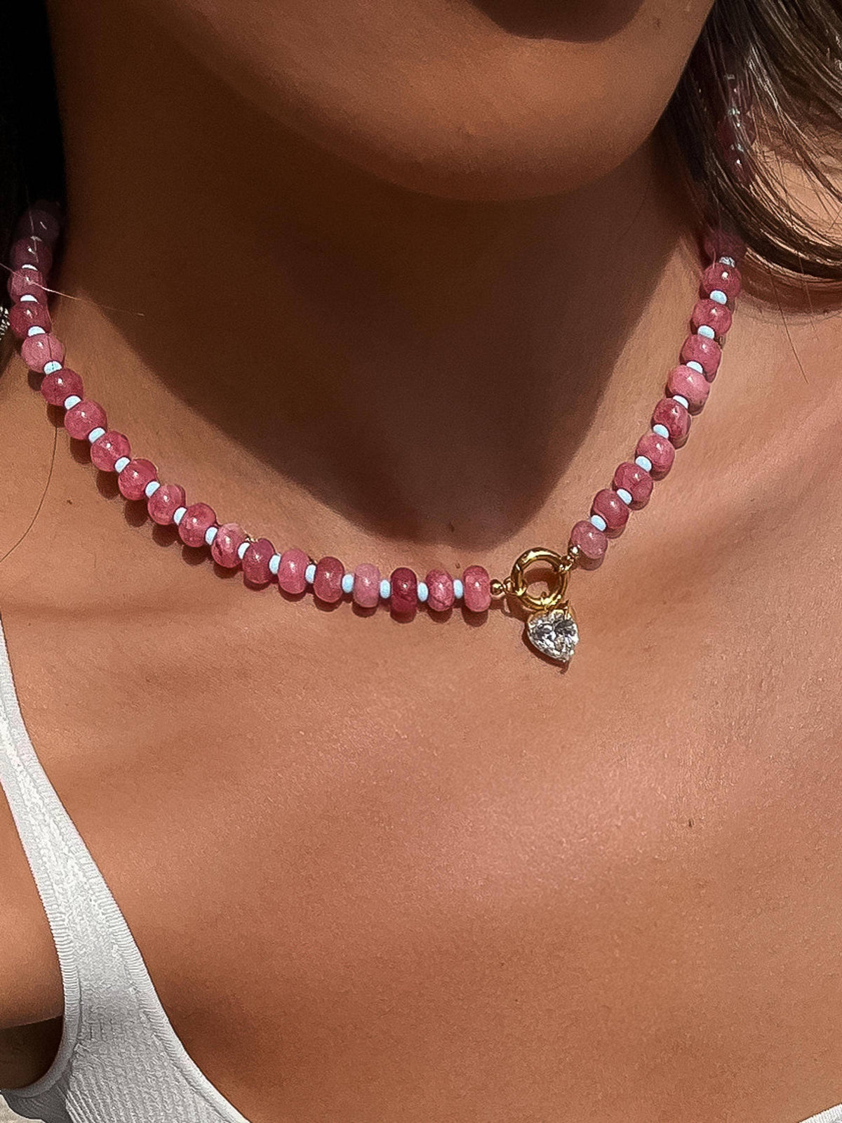 Annecy Beaded Necklace - Pink