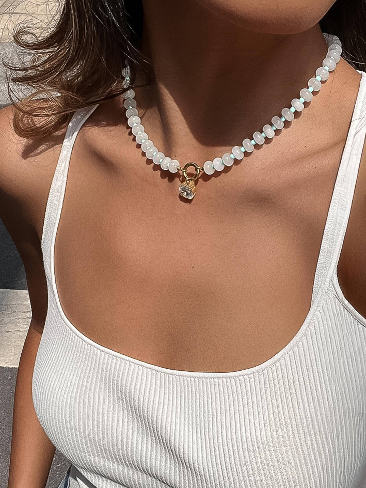 Annecy Beaded Necklace - White
