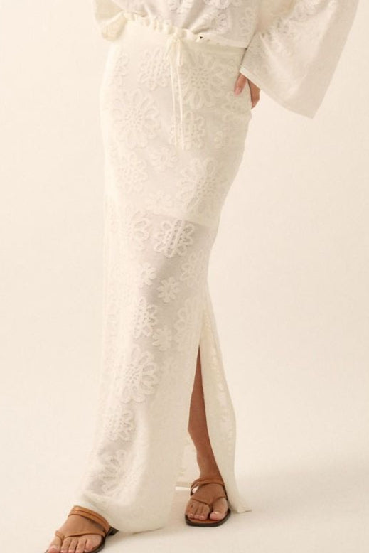 Cream Floral Maxi Skirt