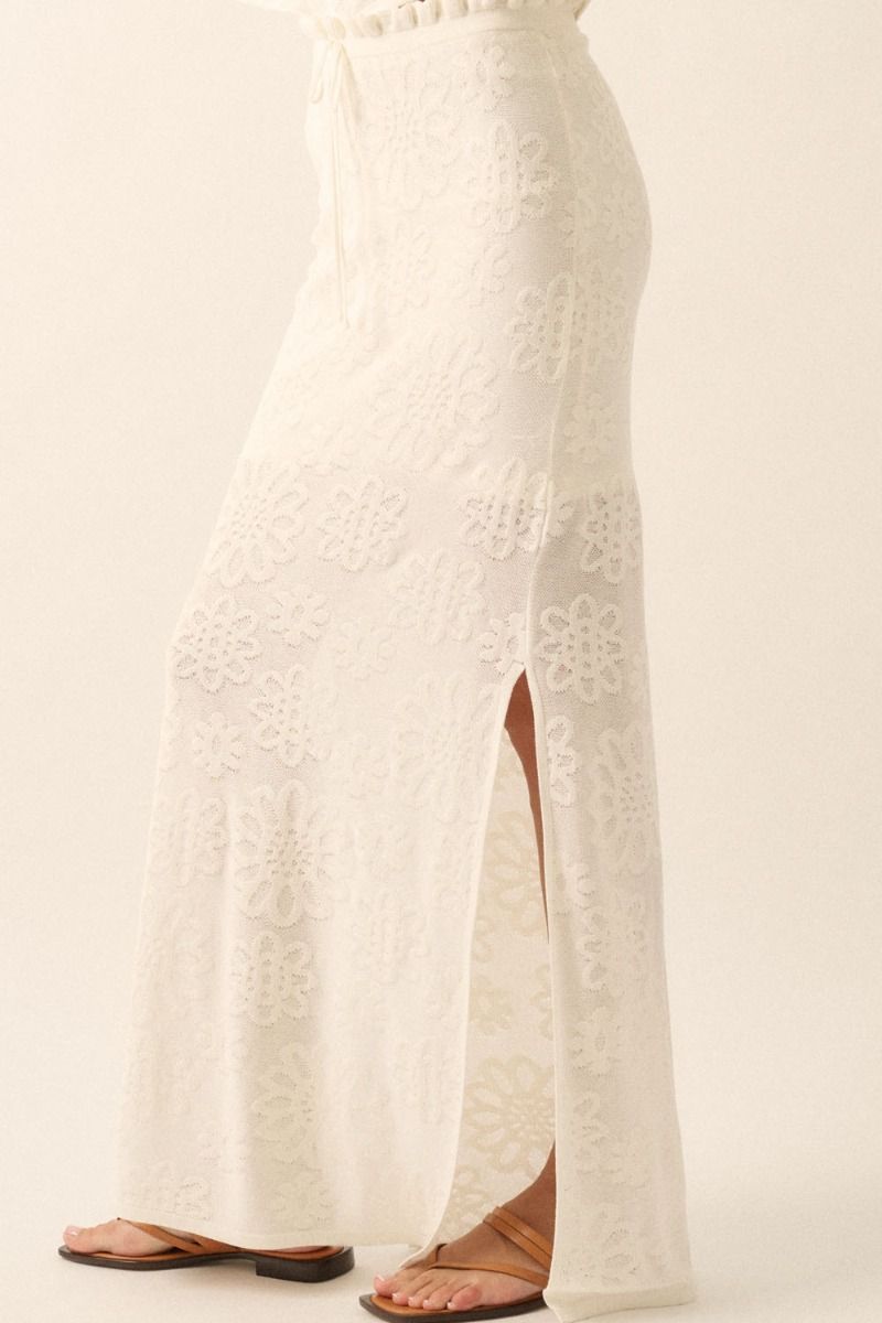 Cream Floral Maxi Skirt