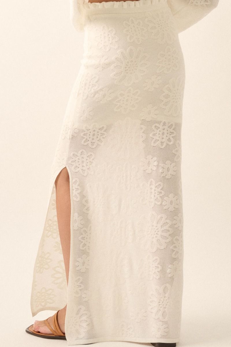 Cream Floral Maxi Skirt