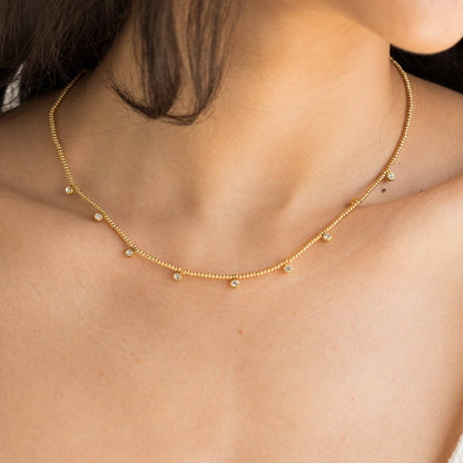Gold Beaded Crystal Necklace