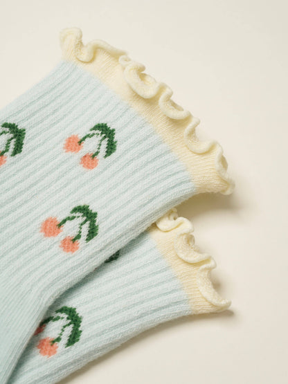 Cherry Ruffle Pilates Socks