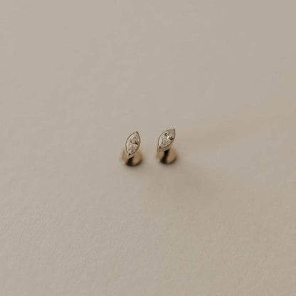 Zoe Marquise Diamond Flat Back Studs