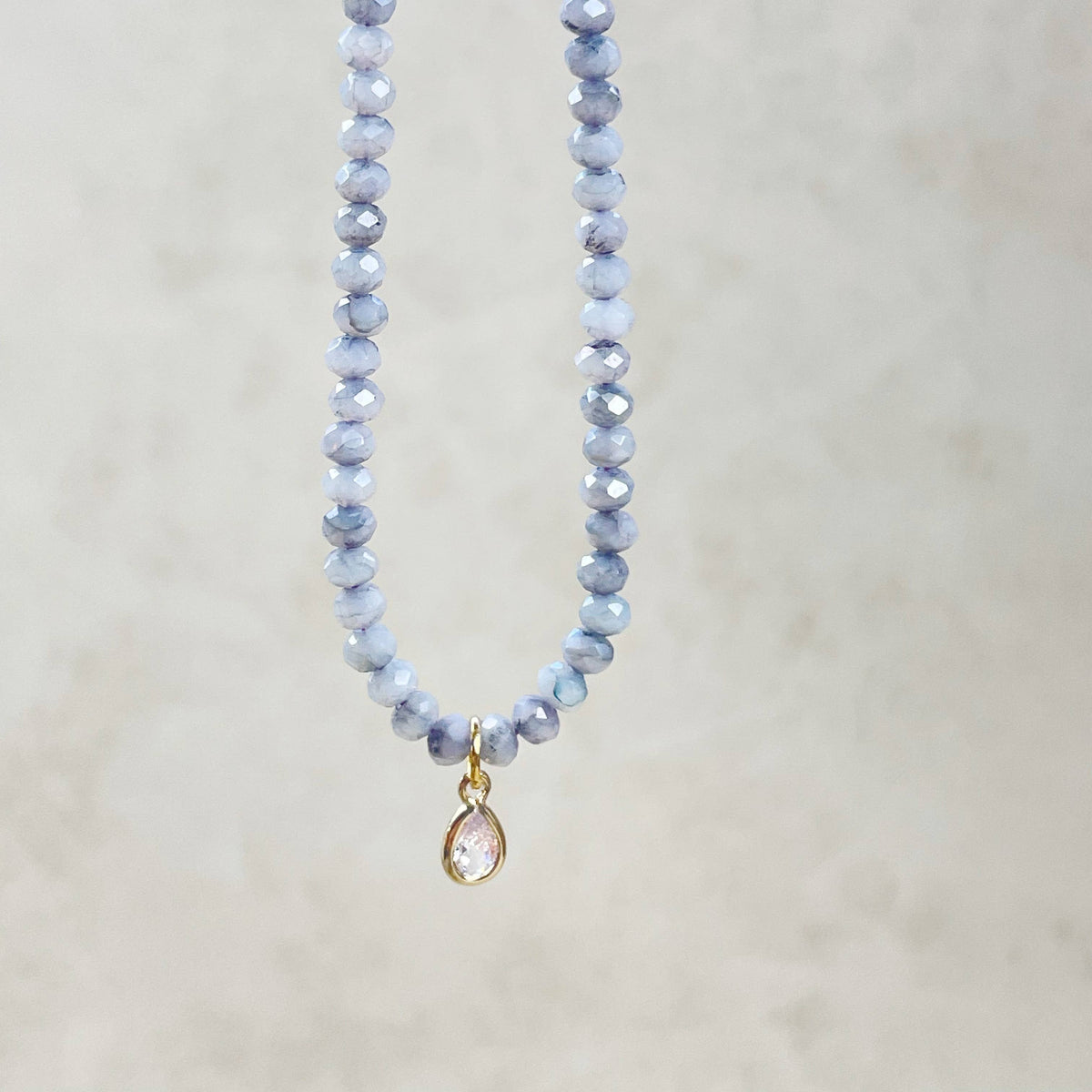 Grey - Delicate Crystal Necklace