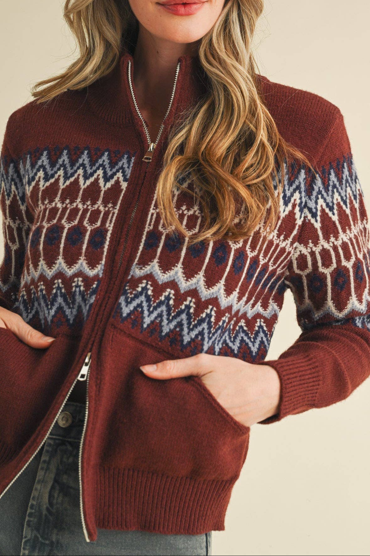 Isle Zip Up Sweater