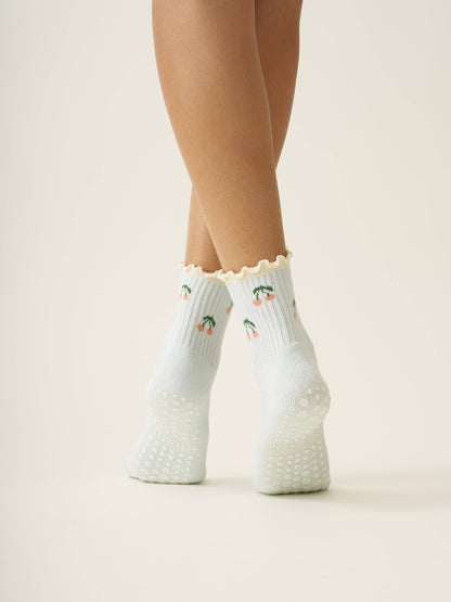Cherry Ruffle Pilates Socks
