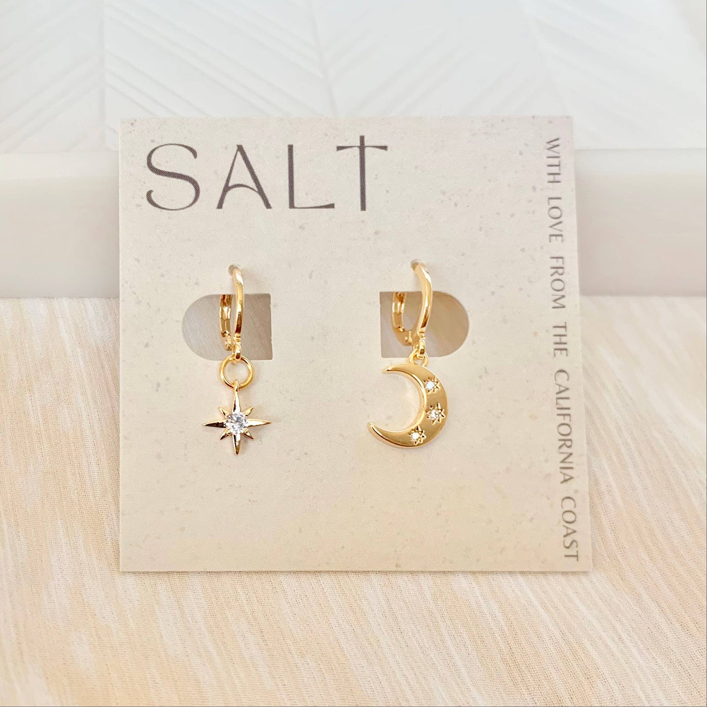 Star & Moon Huggie Hoops