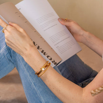 24K Gold Twisted Bangle