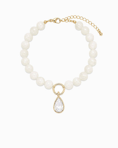 Marble Pastel Bead Teardrop Bracelet - Ivory