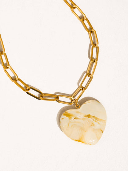 Rouelle Heart Chain Necklace - White