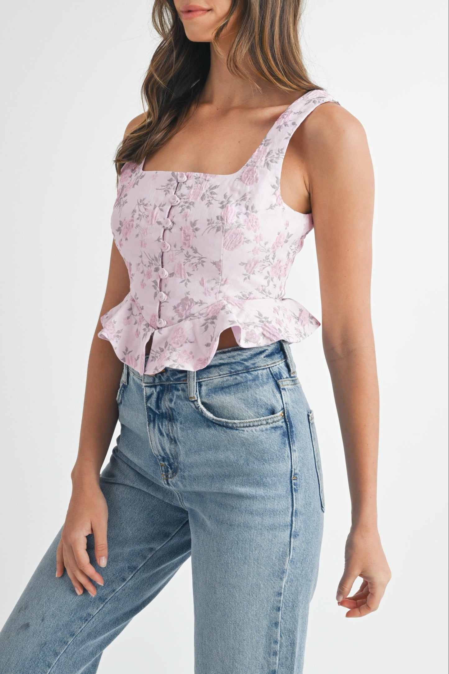 Pink Petal Button Top