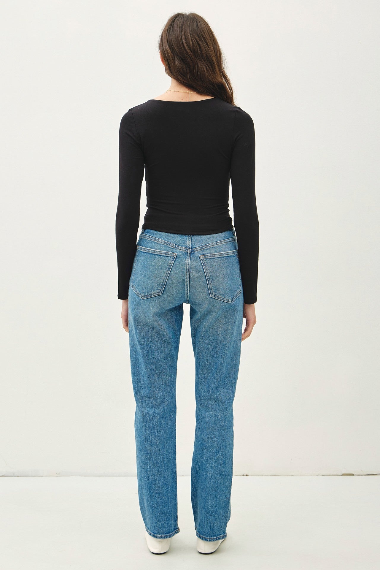 Black Long-Sleeve Jersey Top