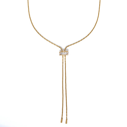 18K Gold Baguette Lariat Necklace