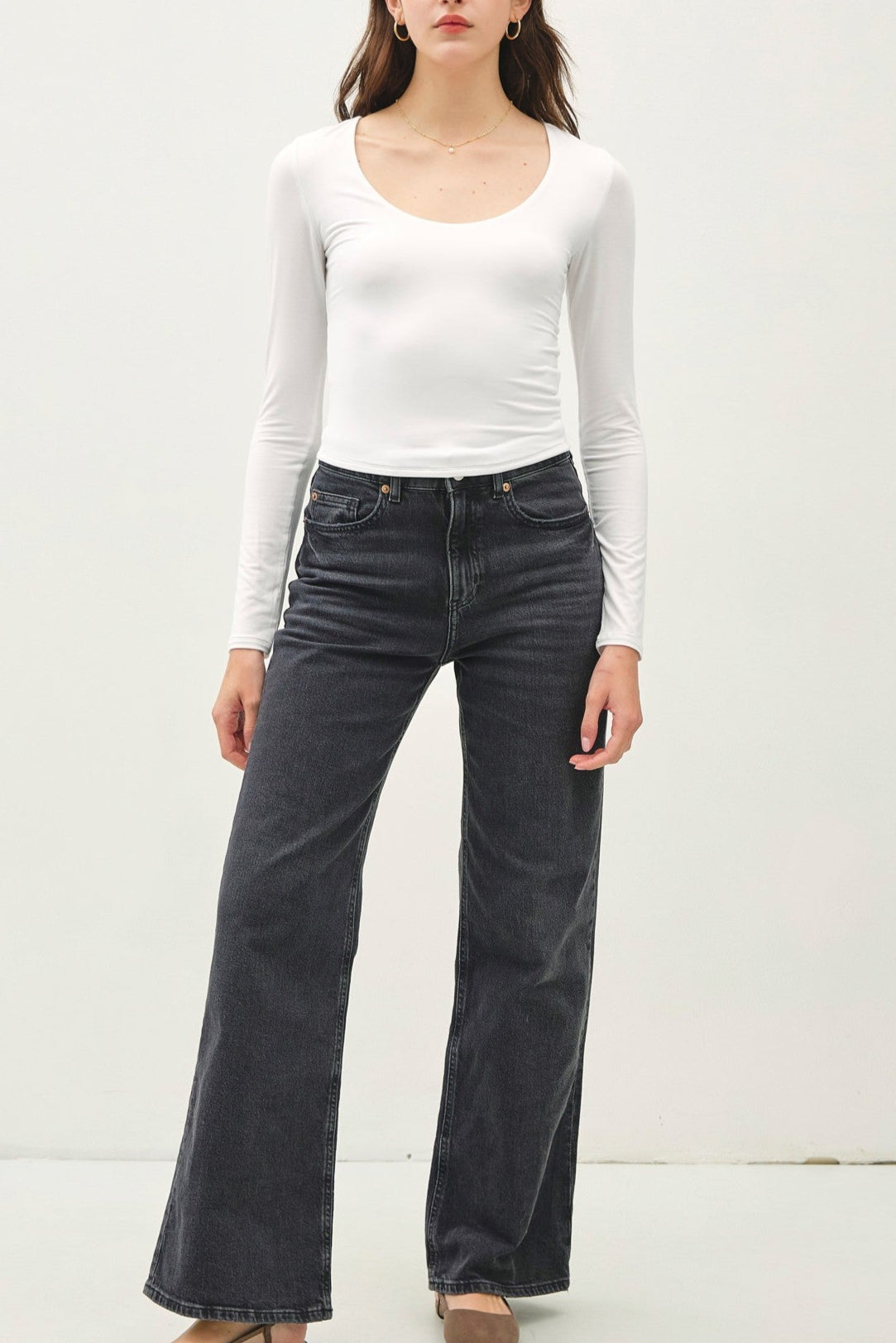 White Long-Sleeve Jersey Top