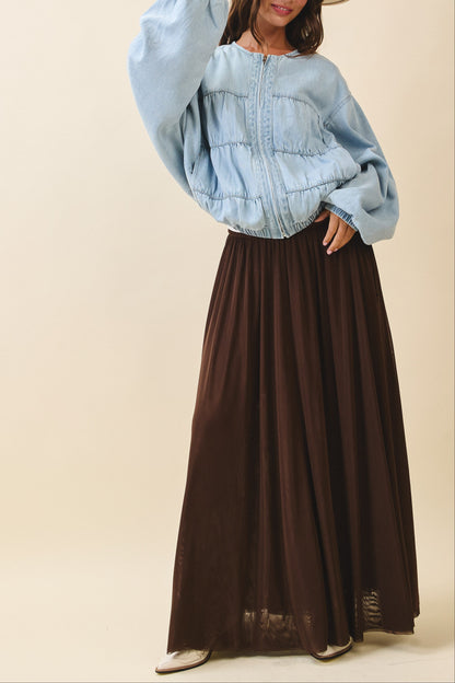 Flowy Mesh Maxi Skirt