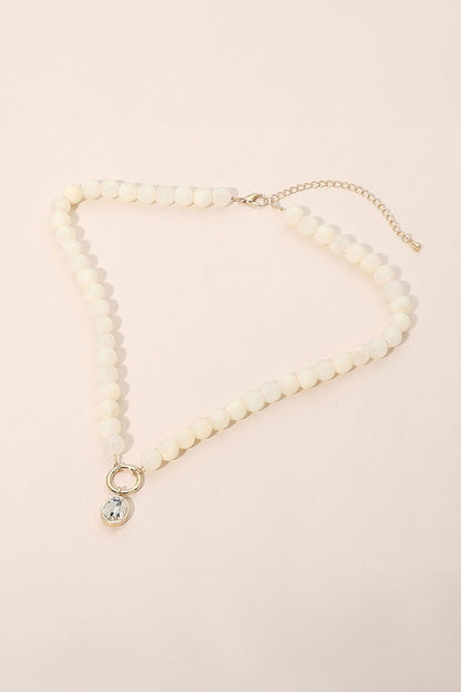 Teardrop Beaded Necklace - Ivory