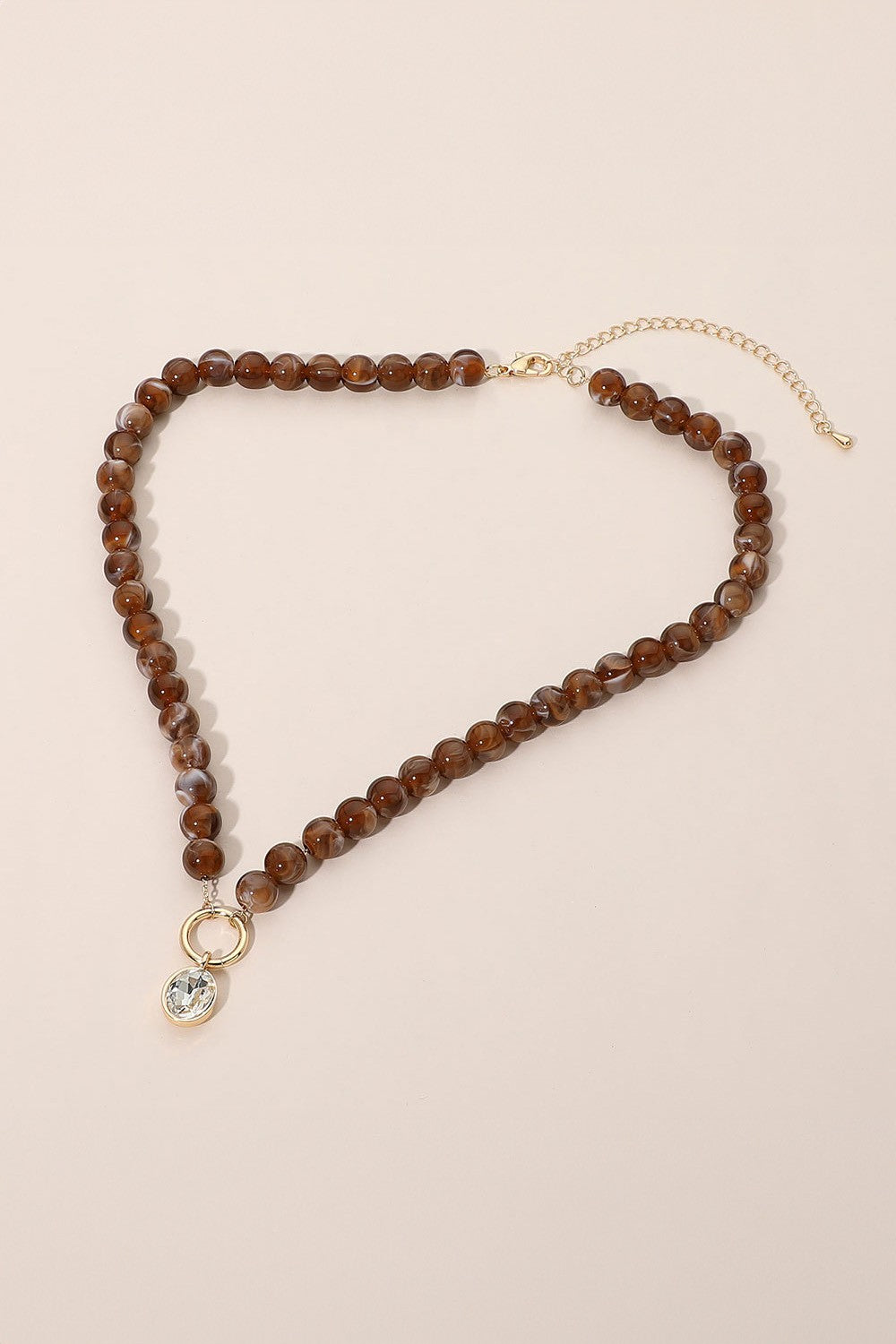 Teardrop Beaded Necklace - Brown