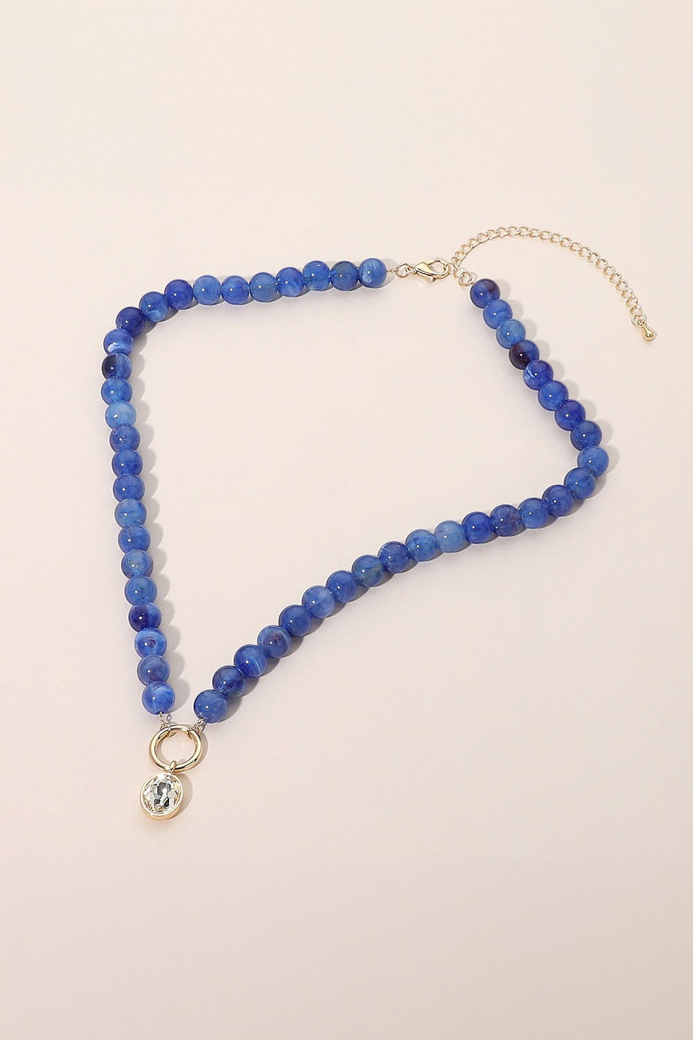 Teardrop Beaded Necklace - Blu