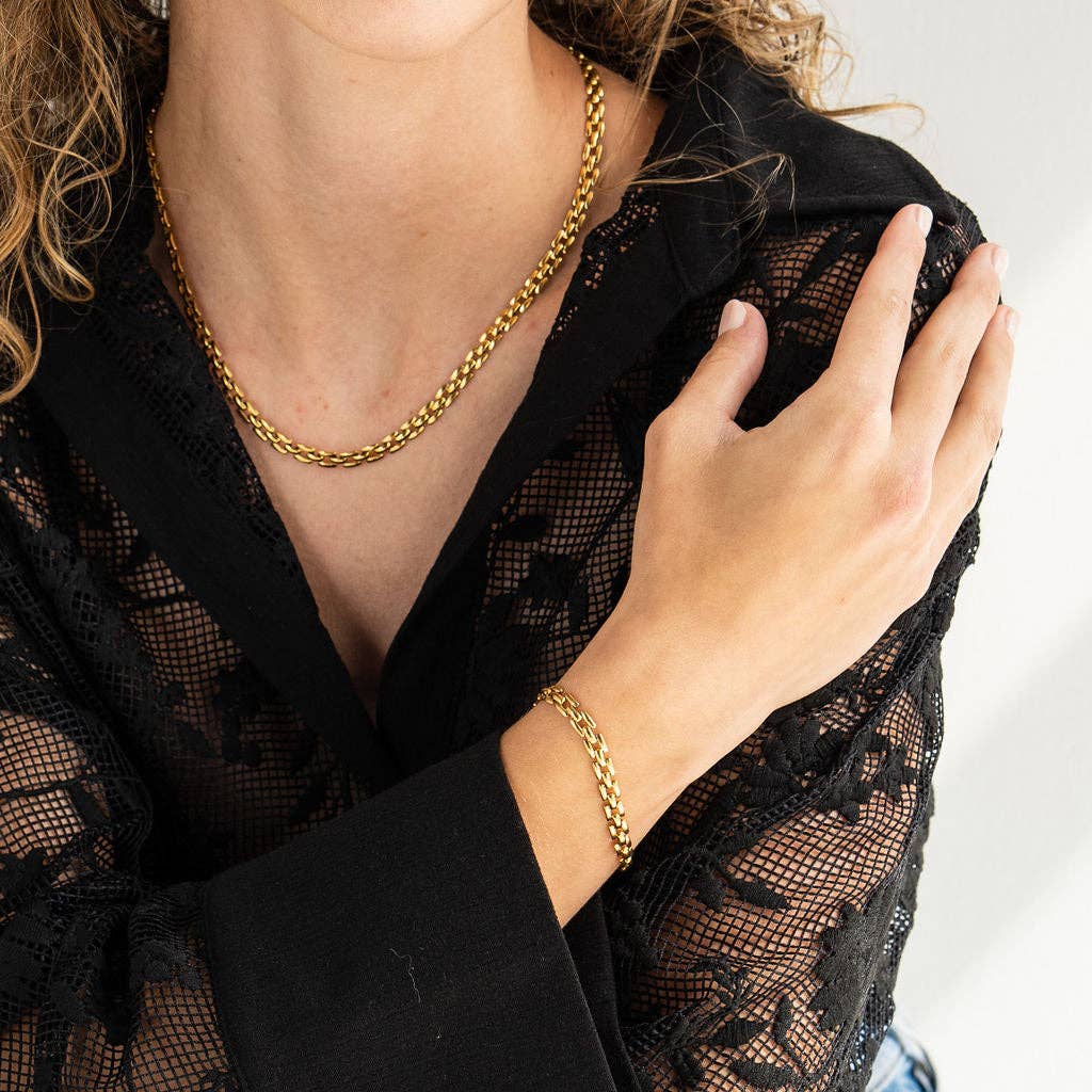 Gold Square Chain Bracelet