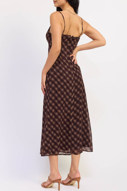 Deep Plum Checkered Maxi
