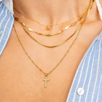 Gold Diamond Cross Pendant Necklace