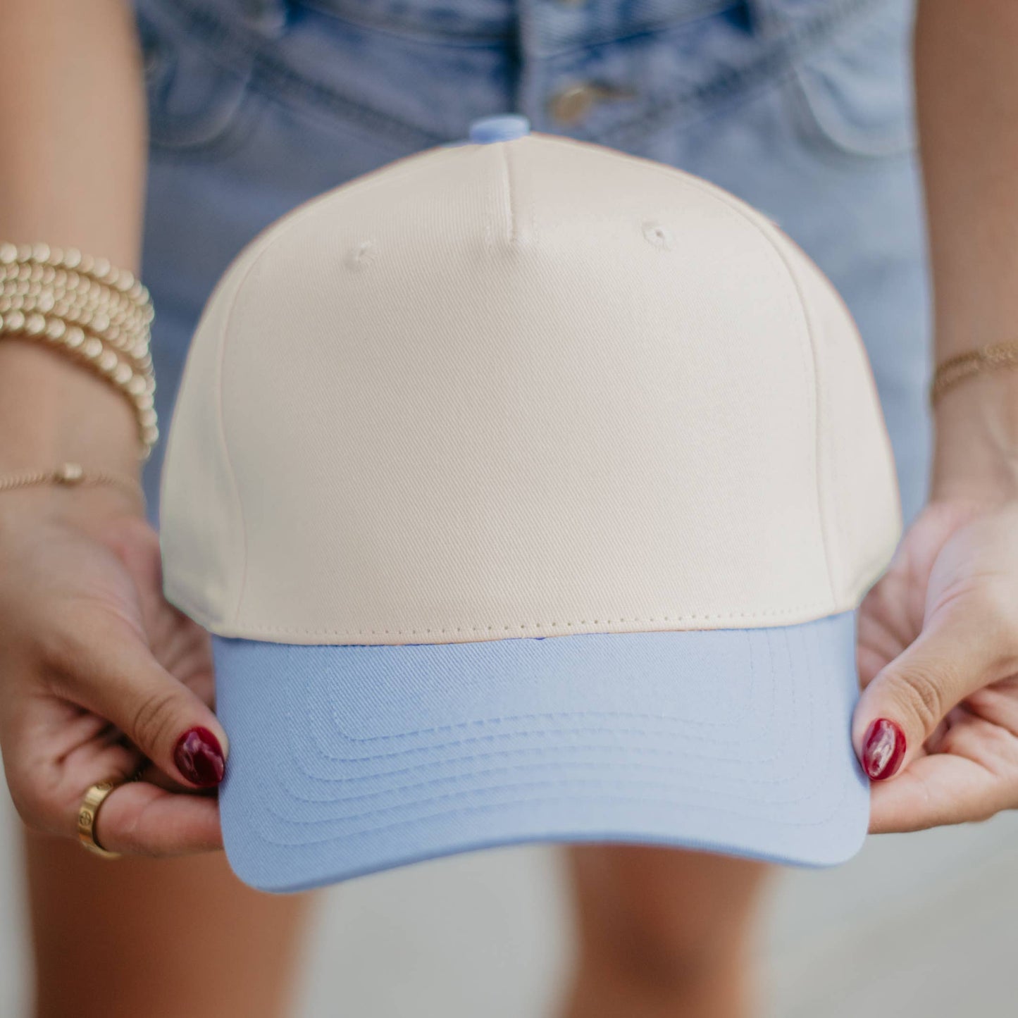 Light Blue + Tan Canvas Trucker