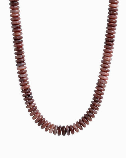 Wide Marble Beaded Necklace: Burgundy