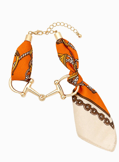 Horsebit Link Scarf Bracelet - Orange