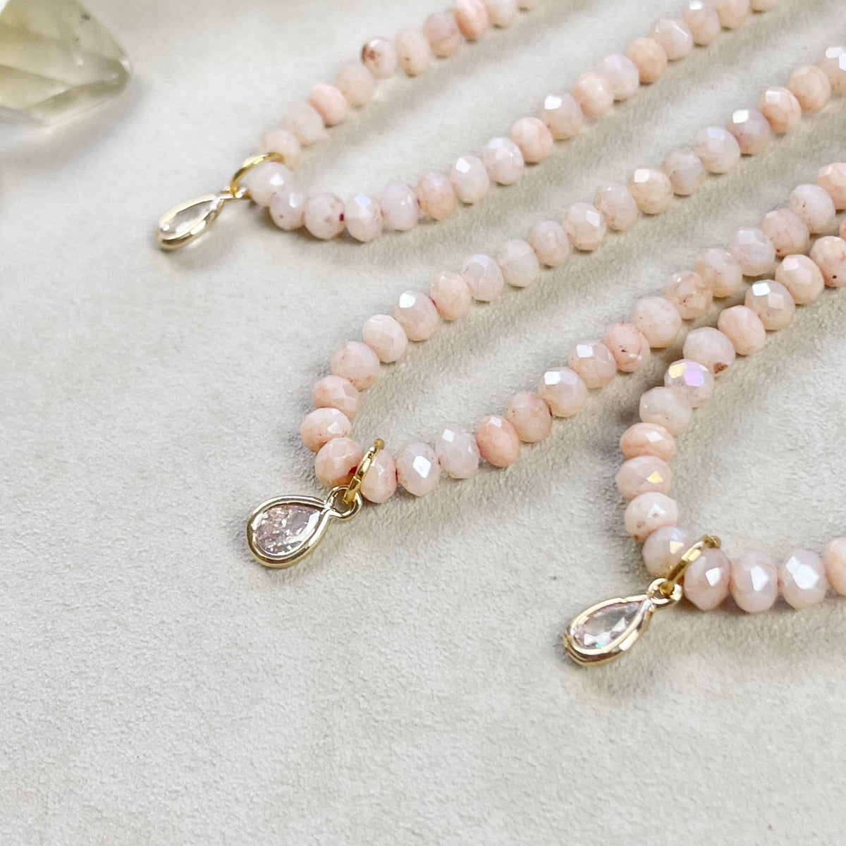 Pink - Delicate Crystal Necklace