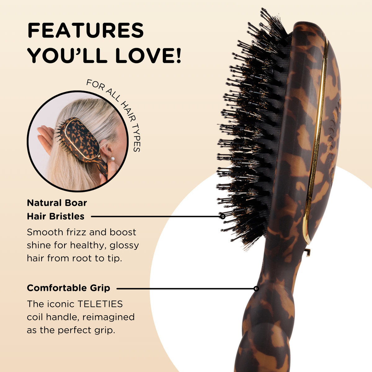 Boar Brush - Tortoise