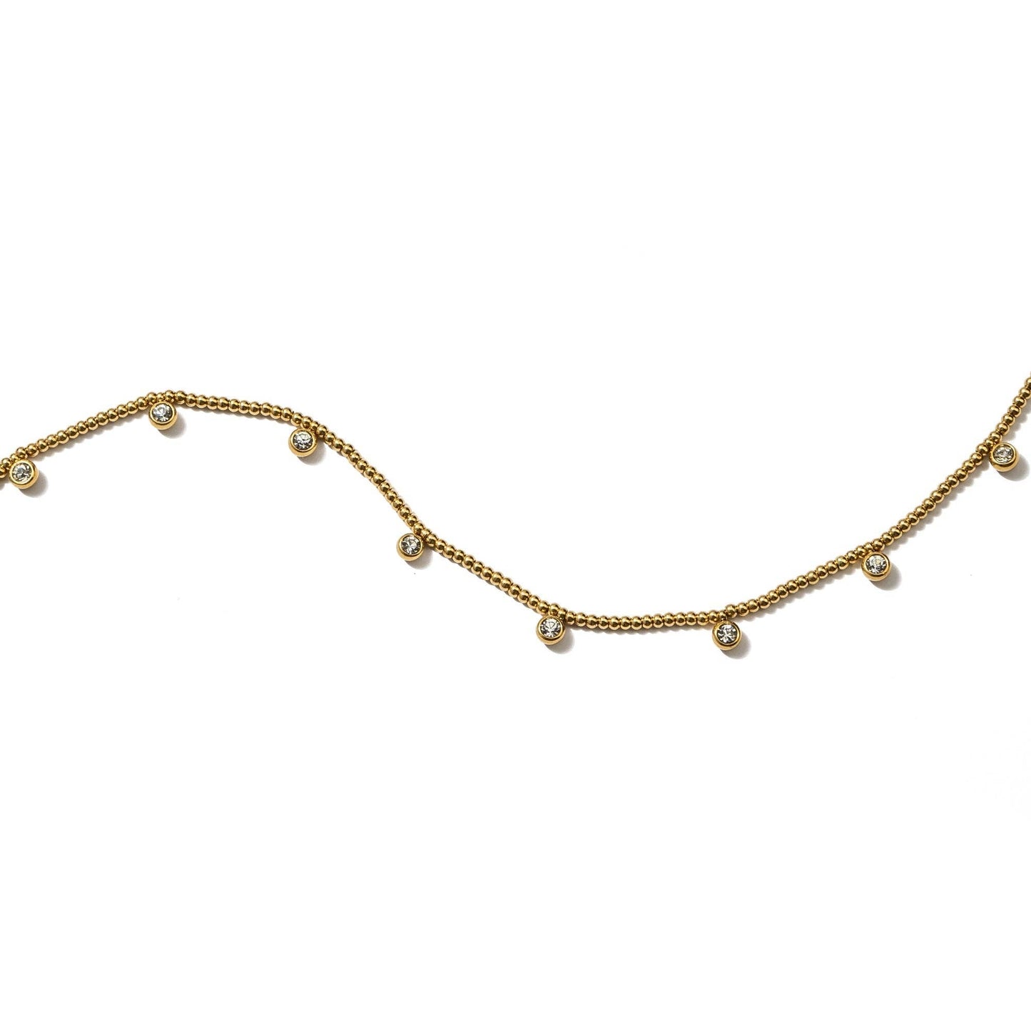 Gold Beaded Crystal Necklace