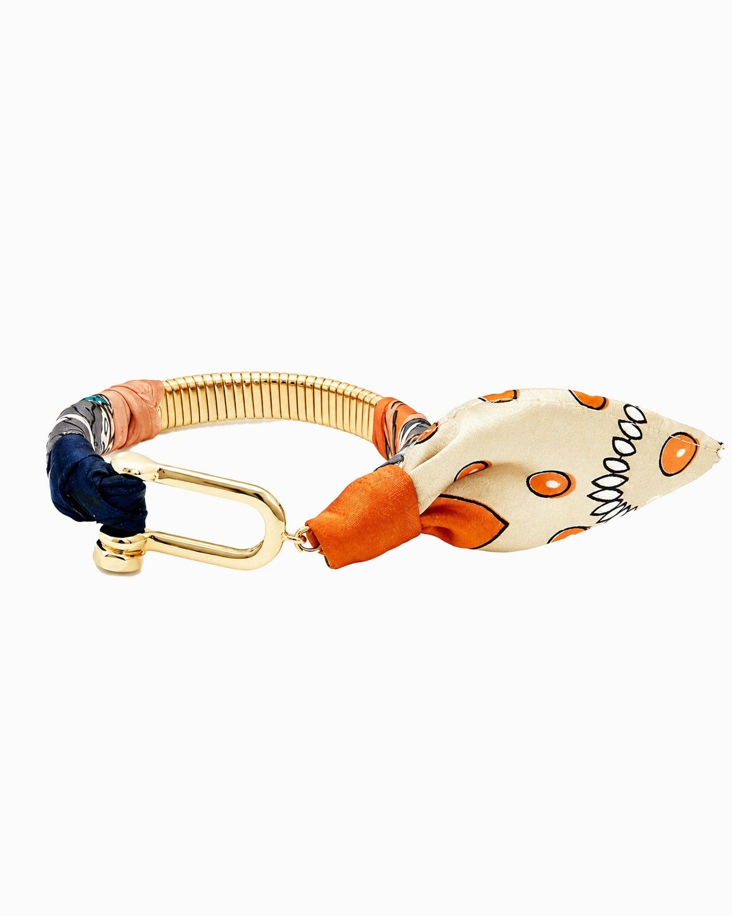 Horsebit Scarf Bangle Bracelet: Orange
