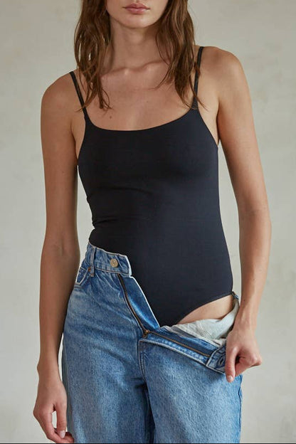 Double Layered Bodysuit - Black