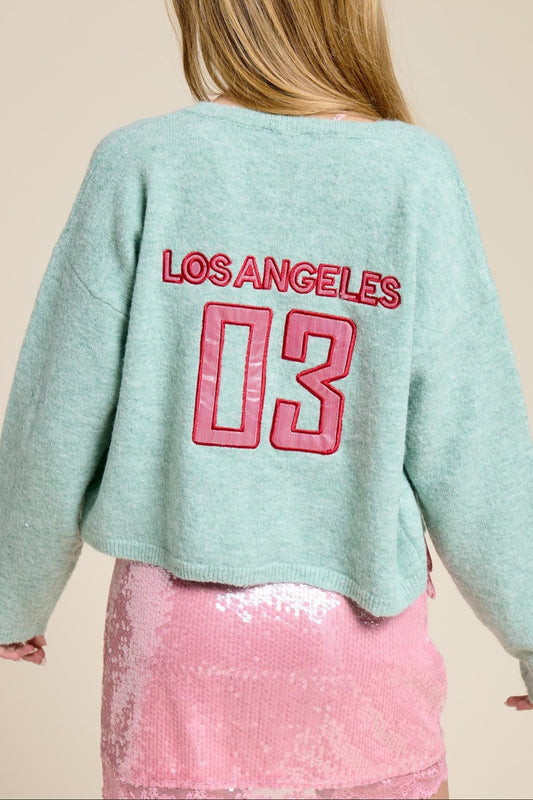 LA Varsity Cropped Cardigan