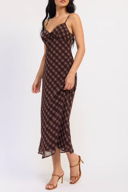 Deep Plum Checkered Maxi