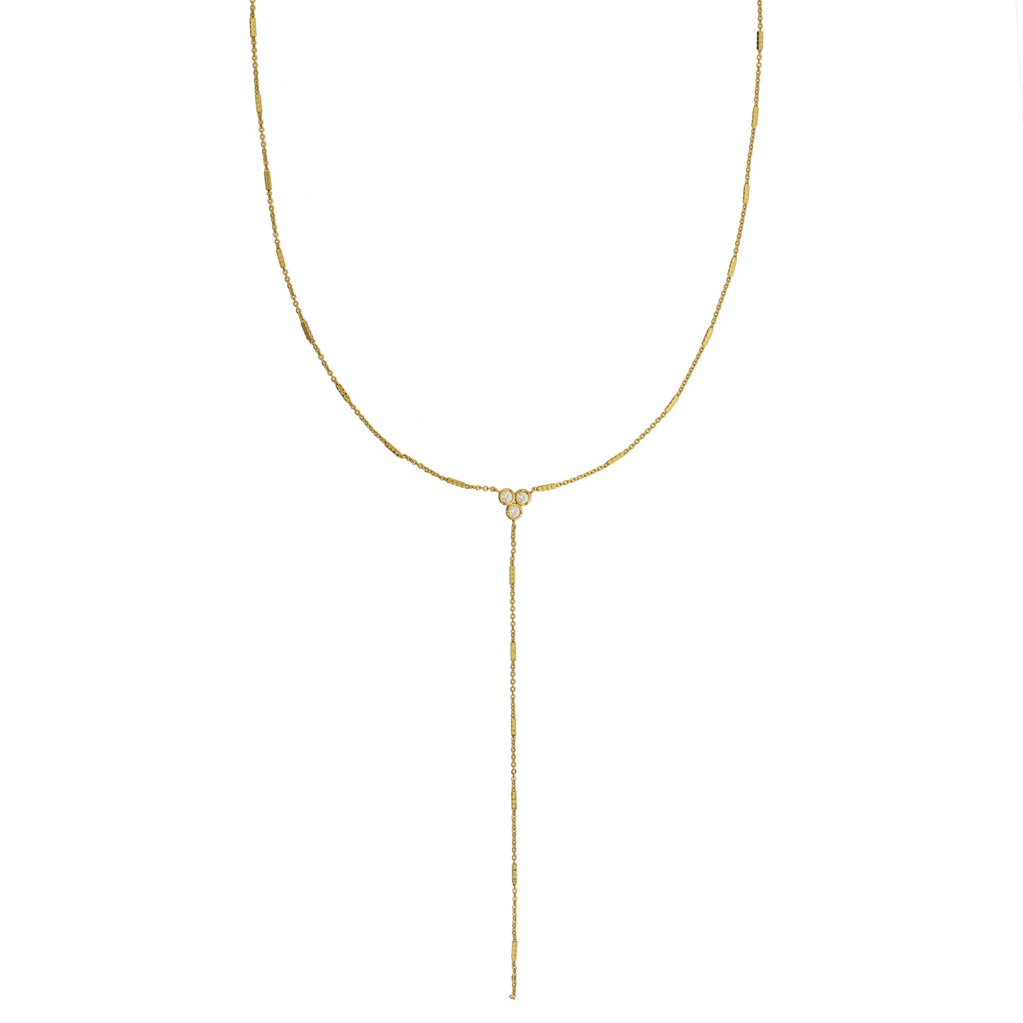18K Gold Shiny Lariat Necklace