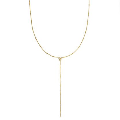 18K Gold Shiny Lariat Necklace