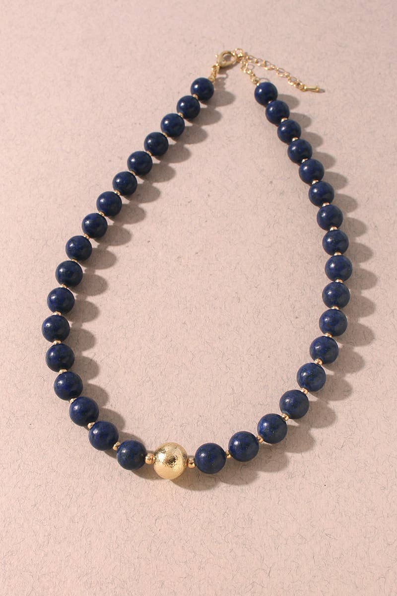 Round Resin Necklace - Navy