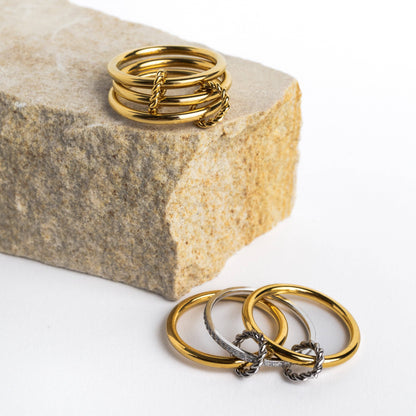 Triple Band Two-Tone Ring Size 8