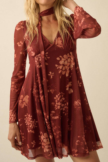 Floral Mesh Mini Dress