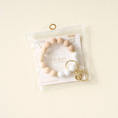 Oatmilk Latte - Silicone Beaded Keychain Wristlet