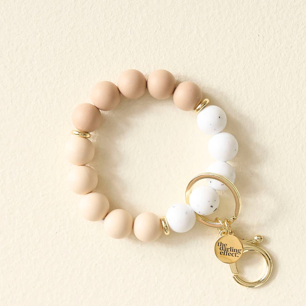 Oatmilk Latte - Silicone Beaded Keychain Wristlet