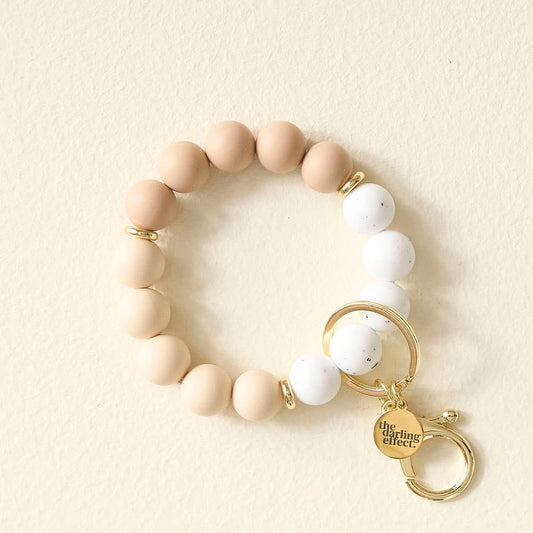 Oatmilk Latte - Silicone Beaded Keychain Wristlet