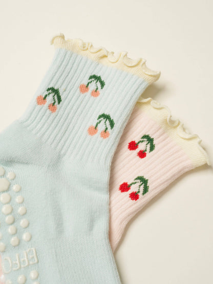 Cherry Ruffle Pilates Socks